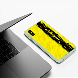 Чехол iPhone XS Max матовый CYBERPUNK 2077, цвет: 3D-салатовый — фото 2