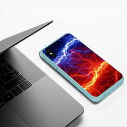 Чехол iPhone XS Max матовый Лёд и огонь, цвет: 3D-мятный — фото 2