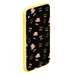 Чехол iPhone XS Max матовый Цилиндр Усы Джентльмен, цвет: 3D-желтый — фото 2