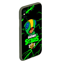 Чехол iPhone XS Max матовый BRAWL STARS LEON, цвет: 3D-темно-зеленый — фото 2