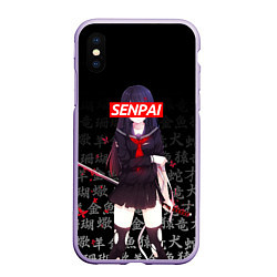 Чехол iPhone XS Max матовый SENPAI ANIME, цвет: 3D-светло-сиреневый