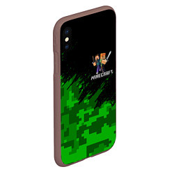 Чехол iPhone XS Max матовый MINECRAFT, цвет: 3D-коричневый — фото 2