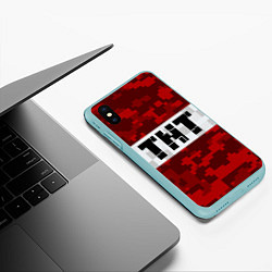 Чехол iPhone XS Max матовый MINECRAFT TNT, цвет: 3D-мятный — фото 2