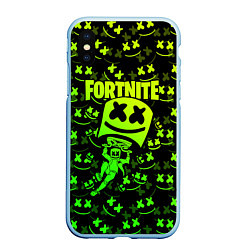 Чехол iPhone XS Max матовый FORTNITE, цвет: 3D-голубой