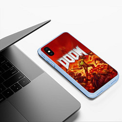 Чехол iPhone XS Max матовый DOOM, цвет: 3D-голубой — фото 2