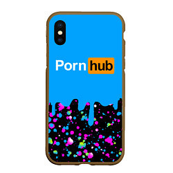 Чехол iPhone XS Max матовый PornHub, цвет: 3D-коричневый