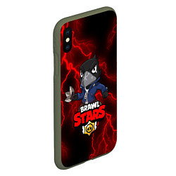 Чехол iPhone XS Max матовый Brawl Stars CROW, цвет: 3D-темно-зеленый — фото 2