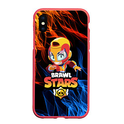 Чехол iPhone XS Max матовый BRAWL STARS MAX, цвет: 3D-красный