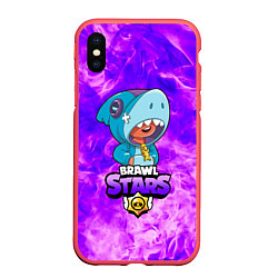 Чехол iPhone XS Max матовый BRAWL STARS LEON SHARK, цвет: 3D-красный