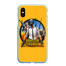 Чехол iPhone XS Max матовый PUBG, цвет: 3D-голубой