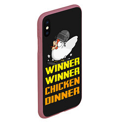 Чехол iPhone XS Max матовый Winner Chicken Dinner, цвет: 3D-малиновый — фото 2