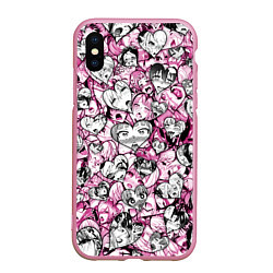 Чехол iPhone XS Max матовый Ahegao валентинки, цвет: 3D-розовый