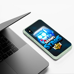 Чехол iPhone XS Max матовый BRAWL STARS 8 BIT, цвет: 3D-салатовый — фото 2