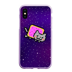 Чехол iPhone XS Max матовый Nyan Cat, цвет: 3D-сиреневый