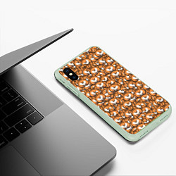 Чехол iPhone XS Max матовый Попки Корги, цвет: 3D-салатовый — фото 2