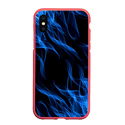 Чехол iPhone XS Max матовый BLUE FIRE FLAME, цвет: 3D-красный