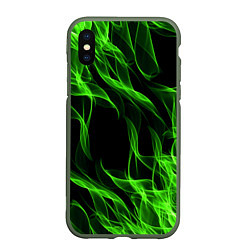 Чехол iPhone XS Max матовый TOXIC FLAME, цвет: 3D-темно-зеленый