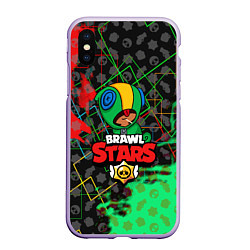 Чехол iPhone XS Max матовый BRAWL STARS:LEON, цвет: 3D-светло-сиреневый