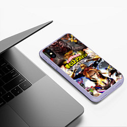 Чехол iPhone XS Max матовый MY HERO ACADEMIA коллаж из героев, цвет: 3D-светло-сиреневый — фото 2