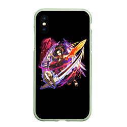 Чехол iPhone XS Max матовый Shaman king, цвет: 3D-салатовый