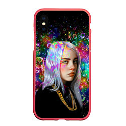 Чехол iPhone XS Max матовый Billie Eilish, цвет: 3D-красный