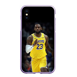 Чехол iPhone XS Max матовый Леброн Джеймс, цвет: 3D-светло-сиреневый