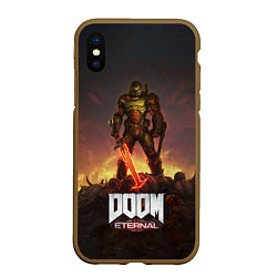 Чехол iPhone XS Max матовый DOOM ETERNAL, цвет: 3D-коричневый