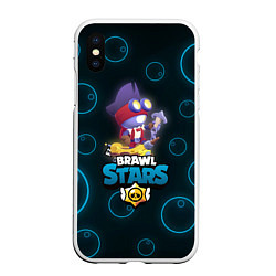 Чехол iPhone XS Max матовый Brawl Stars Captain Carl, цвет: 3D-белый