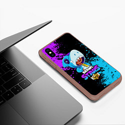 Чехол iPhone XS Max матовый Brawl Stars Leon Shark, цвет: 3D-коричневый — фото 2