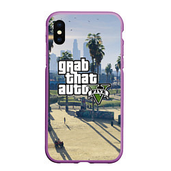 Чехол iPhone XS Max матовый GRAND THEFT AUTO 5, цвет: 3D-фиолетовый