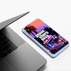 Чехол iPhone XS Max матовый Grand Theft Auto Vice City, цвет: 3D-голубой — фото 2