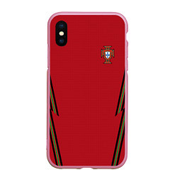 Чехол iPhone XS Max матовый Portugal home EURO 2020, цвет: 3D-розовый