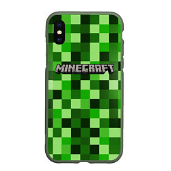 Чехол iPhone XS Max матовый MINECRAFT CREEPER КАПЮШОН, цвет: 3D-темно-зеленый