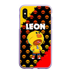 Чехол iPhone XS Max матовый Brawl Stars Leon Sally, цвет: 3D-светло-сиреневый