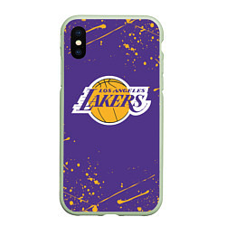 Чехол iPhone XS Max матовый LA LAKERS, цвет: 3D-салатовый