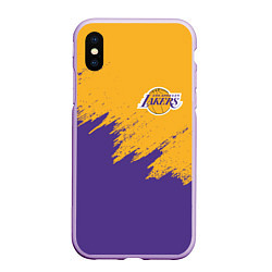 Чехол iPhone XS Max матовый LA LAKERS, цвет: 3D-сиреневый