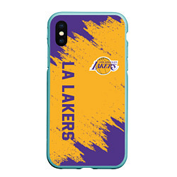 Чехол iPhone XS Max матовый LA LAKERS, цвет: 3D-мятный