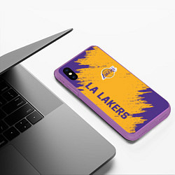 Чехол iPhone XS Max матовый LA LAKERS, цвет: 3D-фиолетовый — фото 2