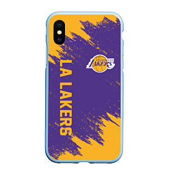 Чехол iPhone XS Max матовый LA LAKERS, цвет: 3D-голубой