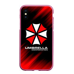 Чехол iPhone XS Max матовый Umbrella Corporation, цвет: 3D-малиновый