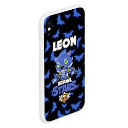 Чехол iPhone XS Max матовый Brawl stars leon оборотень, цвет: 3D-белый — фото 2