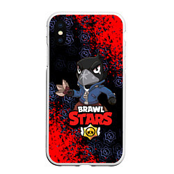 Чехол iPhone XS Max матовый BRAWL STARS CROW, цвет: 3D-белый