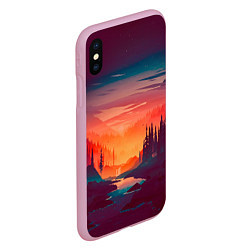 Чехол iPhone XS Max матовый Minimal forest sunset, цвет: 3D-розовый — фото 2