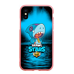 Чехол iPhone XS Max матовый Brawl stars leon shark, цвет: 3D-баблгам