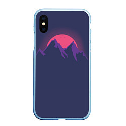 Чехол iPhone XS Max матовый Mountain sunset, цвет: 3D-голубой