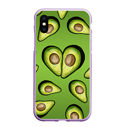 Чехол iPhone XS Max матовый Люблю авокадо, цвет: 3D-сиреневый