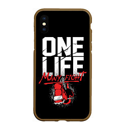 Чехол iPhone XS Max матовый One Life Many Fight, цвет: 3D-коричневый