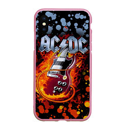 Чехол iPhone XS Max матовый ACDC, цвет: 3D-розовый