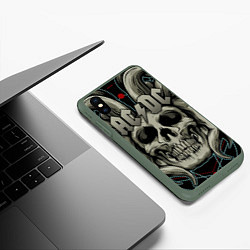 Чехол iPhone XS Max матовый ACDC, цвет: 3D-темно-зеленый — фото 2