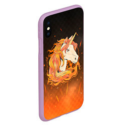 Чехол iPhone XS Max матовый Огненный единорог, цвет: 3D-сиреневый — фото 2